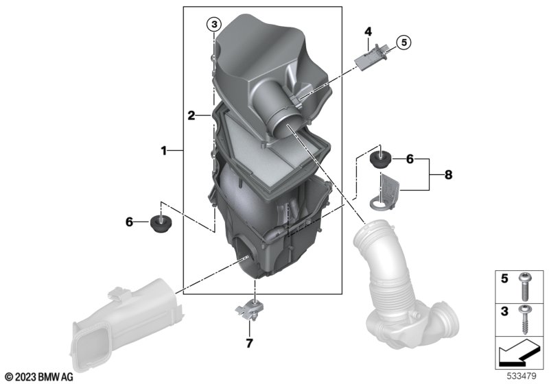 Intake muffler/Filter cartridge/HFM