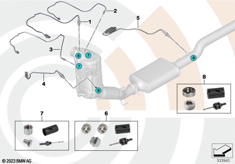 Rep. kit welded case exhaust gas sensors