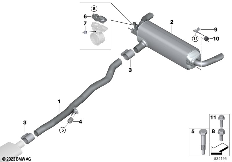 Exhaust system, rear