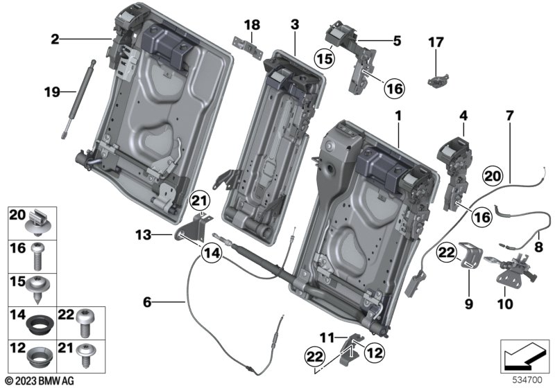 Seat, rear, seat frame