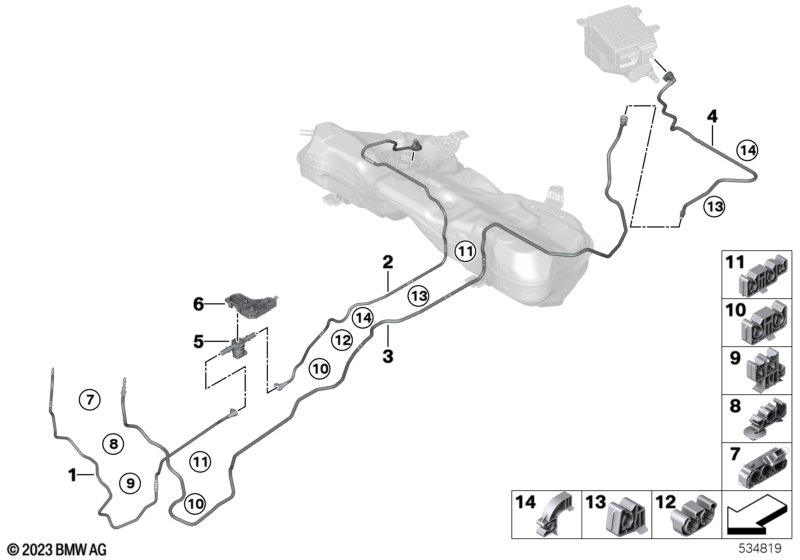 Fuel pipe and mounting parts