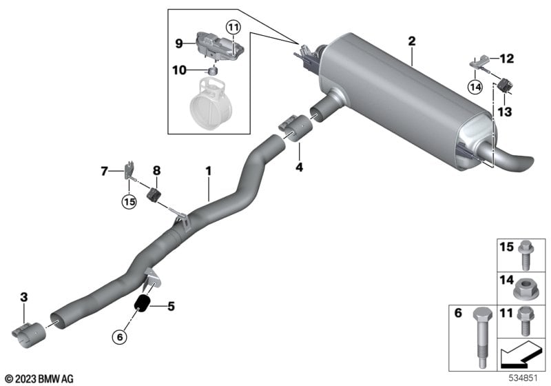 Exhaust system, rear