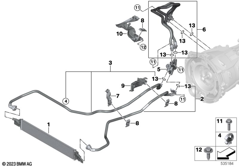 Transmission oil cooler/oil cooler line