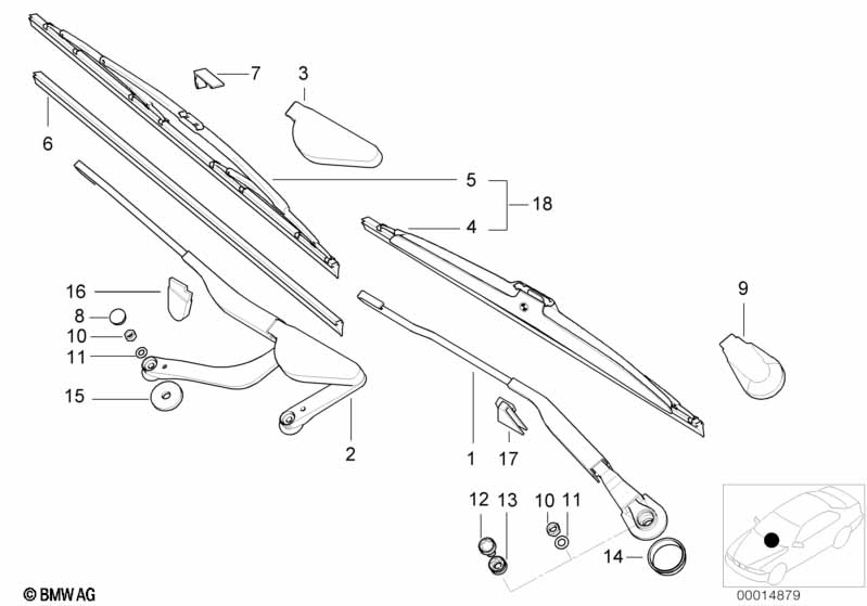 Single components for wiper arm