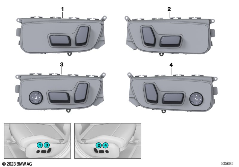 Seat adjst. switch driver/front pass