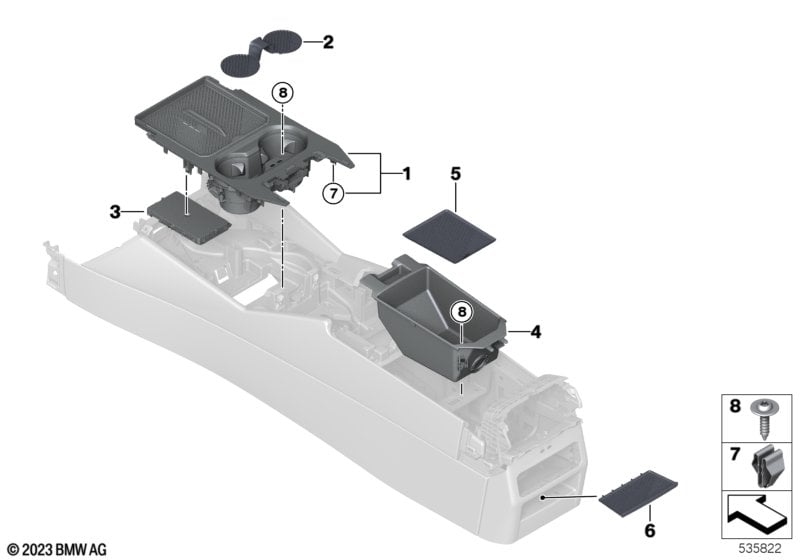 Storage tray, center console