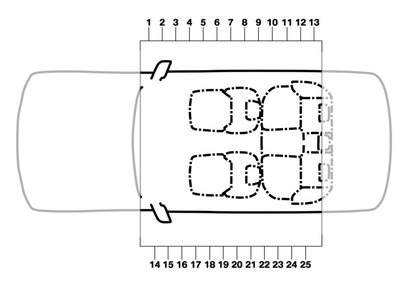 Various information labels, center