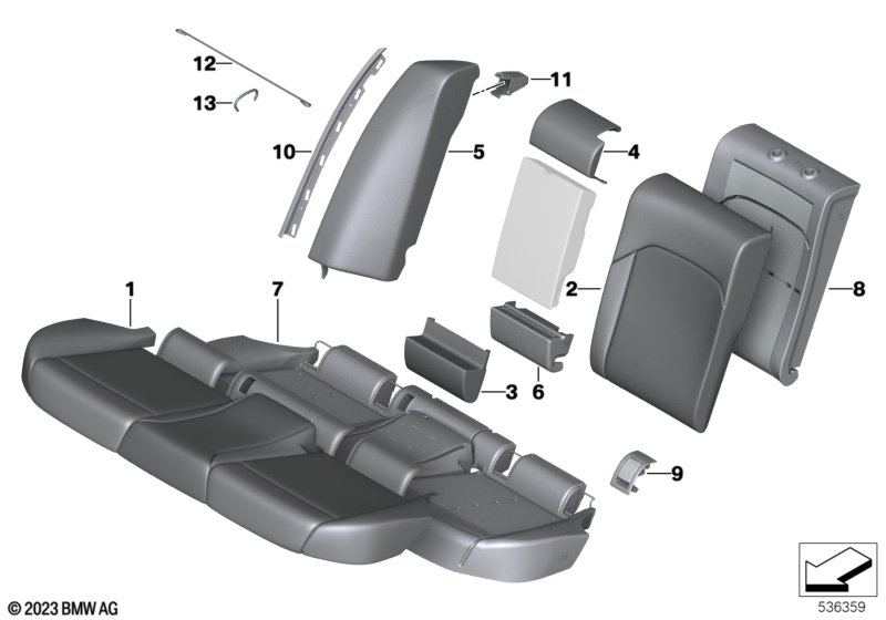 Seat, rear, upholstery and cover