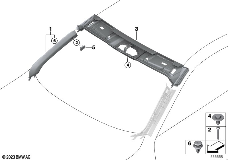 Trim panel A-column/Int.windshield panel