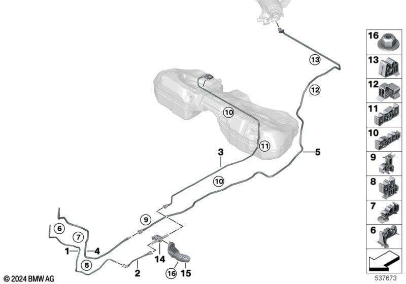 Fuel pipe and mounting parts