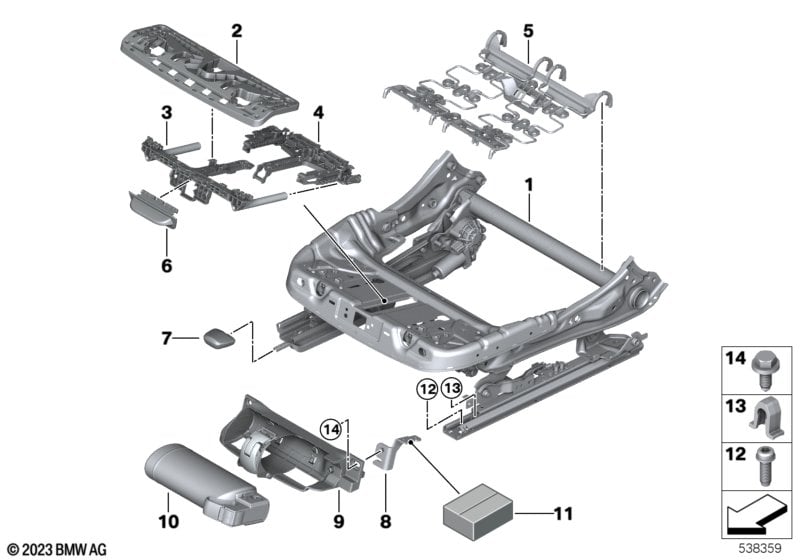 Seat, front, seat frame