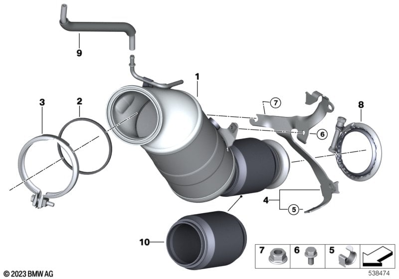 Gasoline particulate filter, near engine