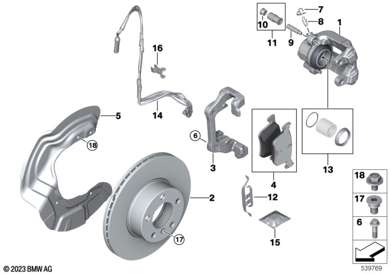 Front brake pad wear sensor