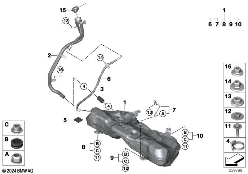 Fuel tank/mounting parts