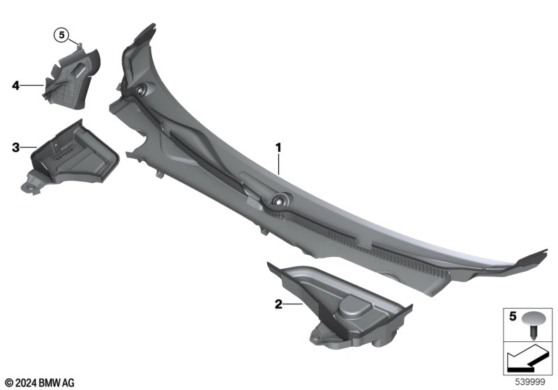 Trim, windshield cowl, outer