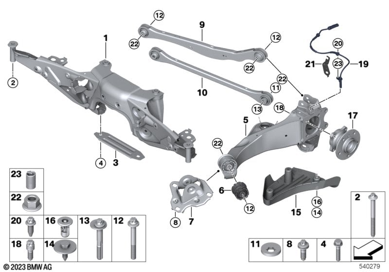 Rr axle support, wheel susp.,whl bearing