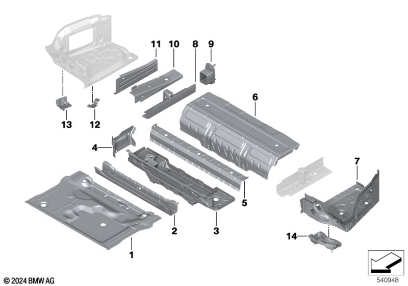Mounting parts for trunk floor panel