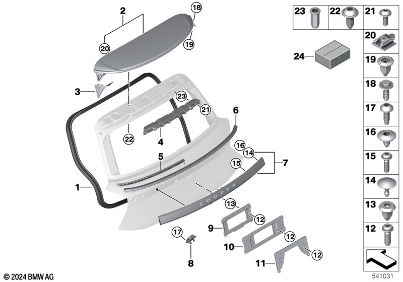 Heckklappe Anbauteile