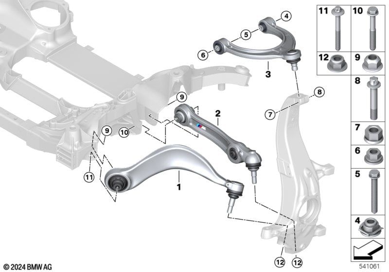 Front axle wishbone / tension strut AWD