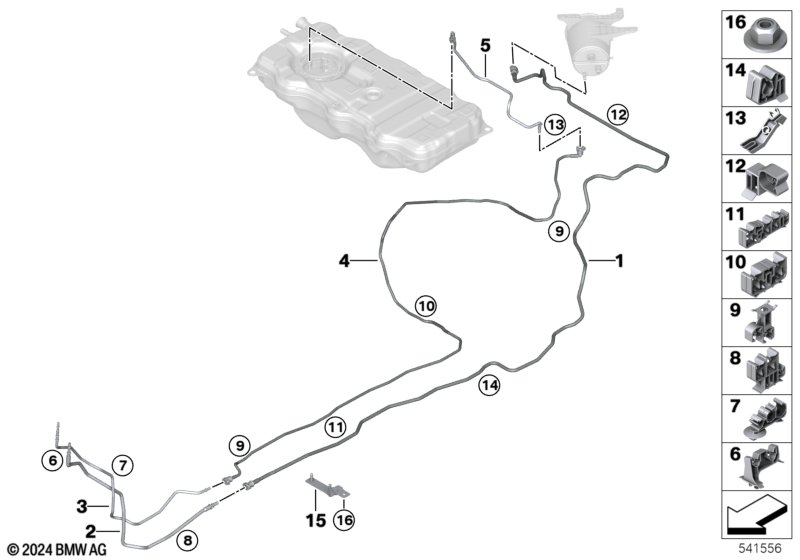 Fuel pipe and mounting parts