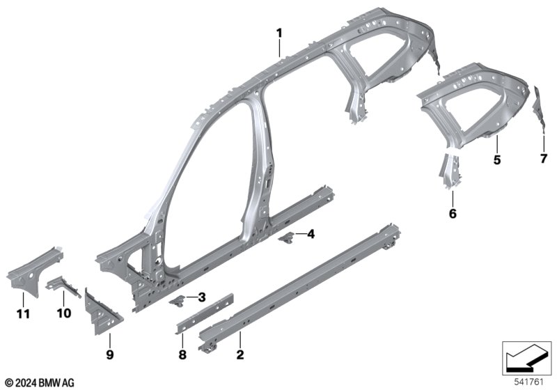 Side frame section, center