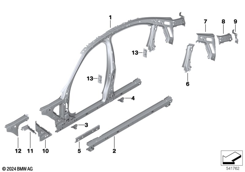 Side frame section, center