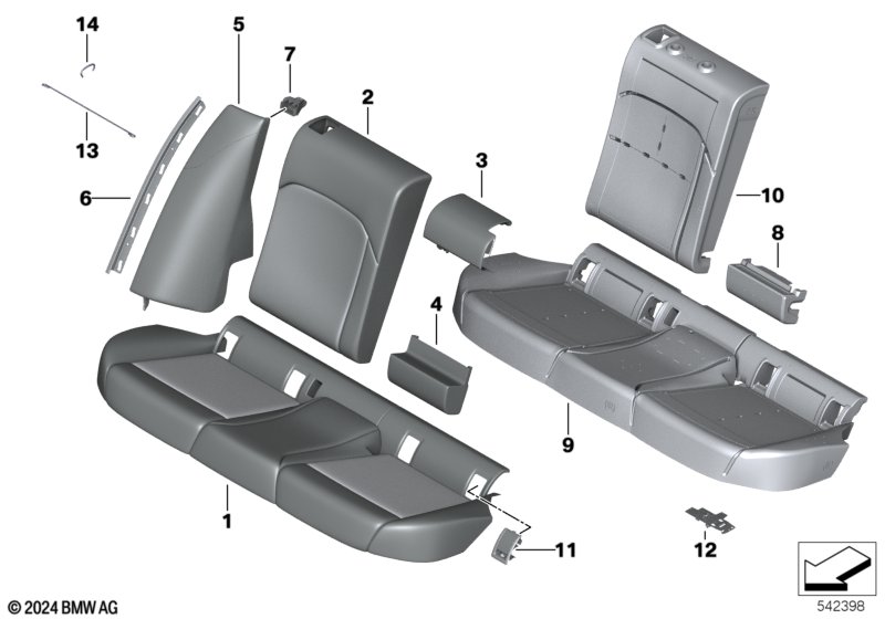 Seat, rear, uphlstry/cover, load-through