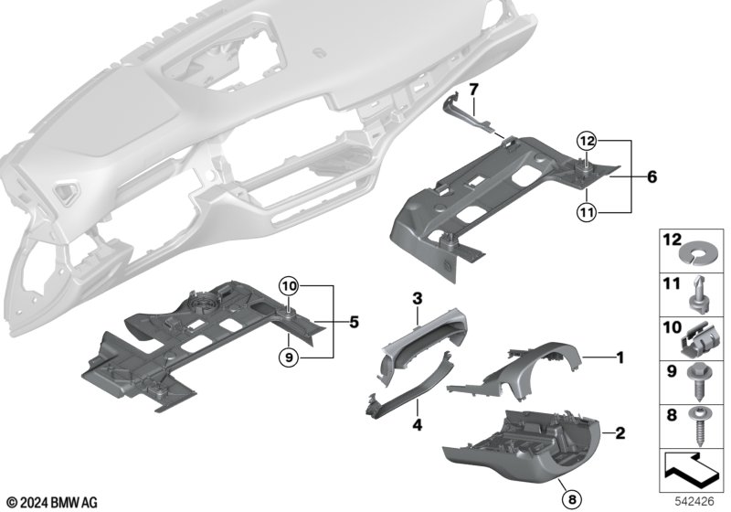Mounting parts, I-panel, bottom