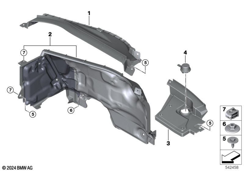 Mounting parts, engine compartment
