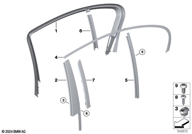 Trim and seals for door, rear