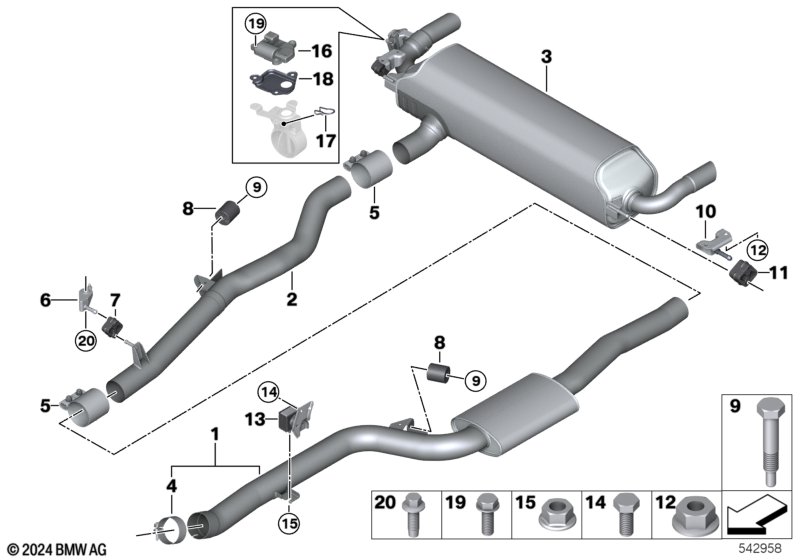Exhaust system, rear