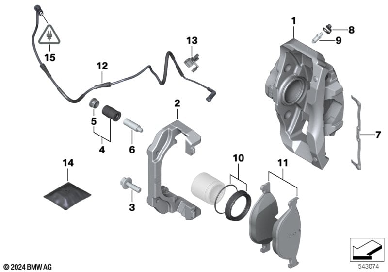 Front brake pad wear sensor