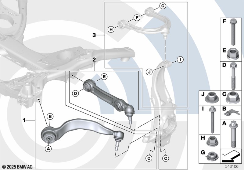 Repair kit for radius rods and wishbones