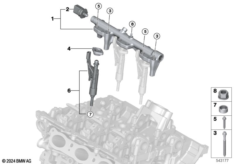 High-pressure rail / injector
