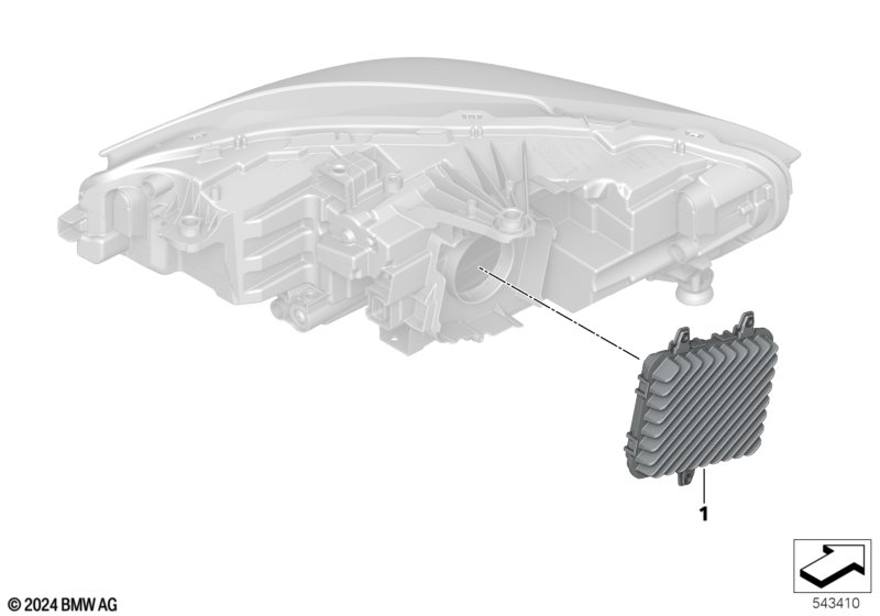 Single parts, headlight electronics