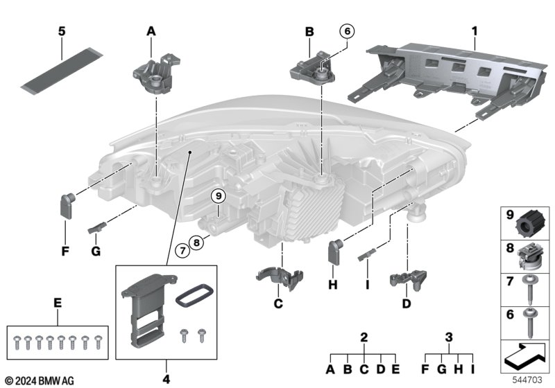 Single components for headlight