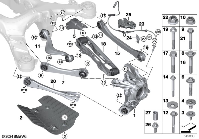 Rear axle support/wheel suspension