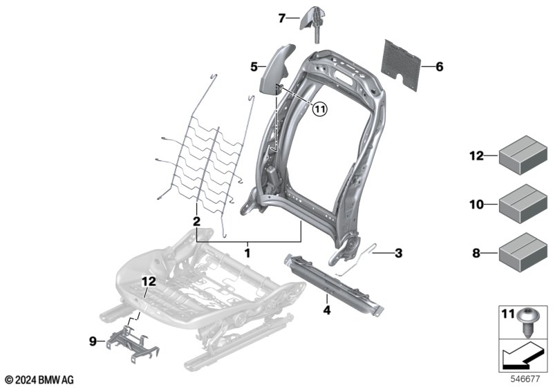 Seat, front, backrest frame