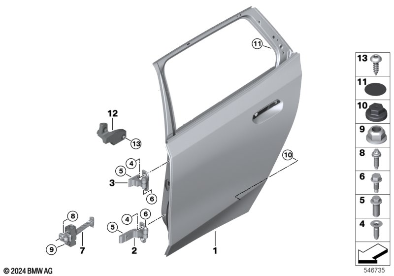 Rear door - hinge/door brake