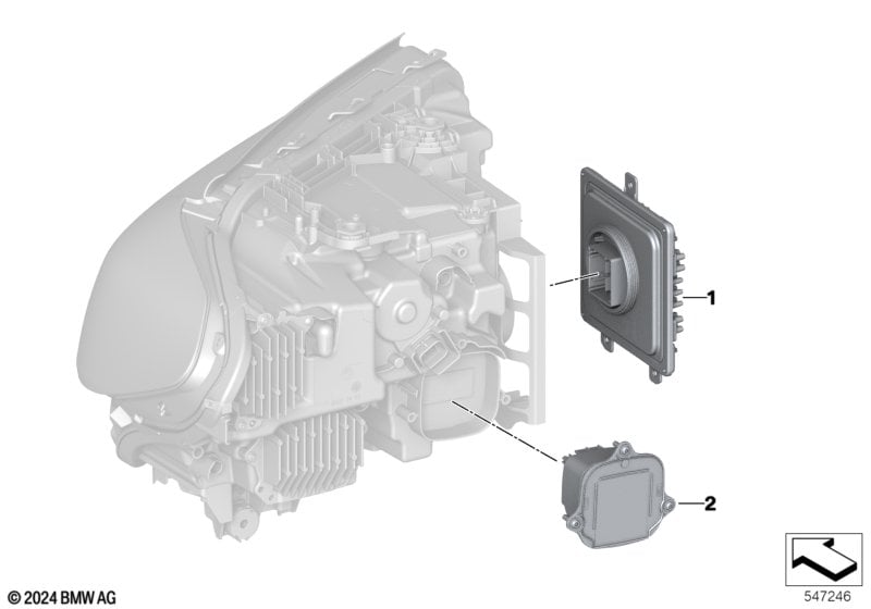 Single parts, headlight electronics