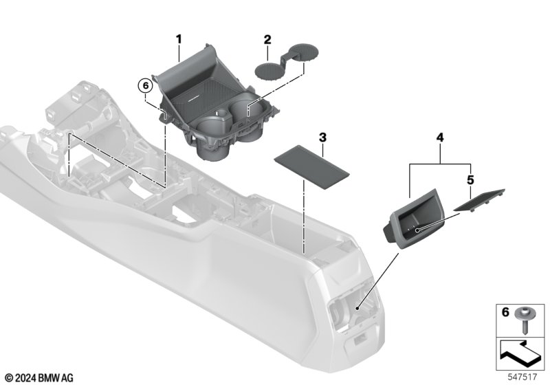 Storage tray, center console