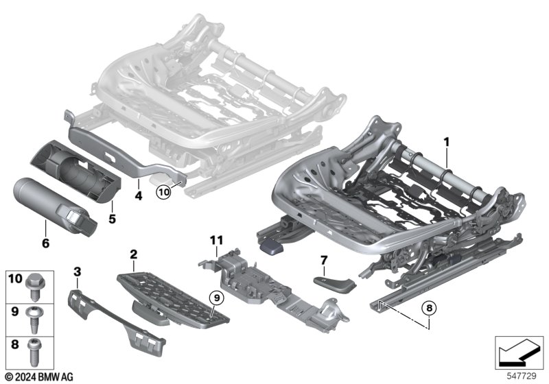 Seat, front, seat frame, manual