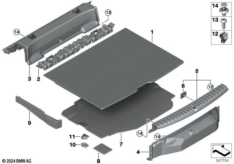 Cargo area floor covering 12 V