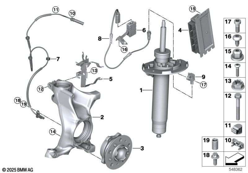 Strut for EDC frt/swivel&wheel bearings