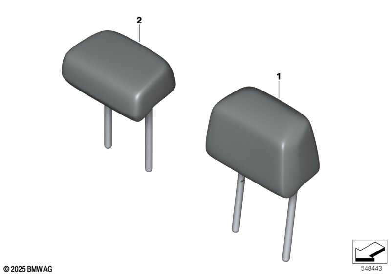 Individual headrest, leather, rear