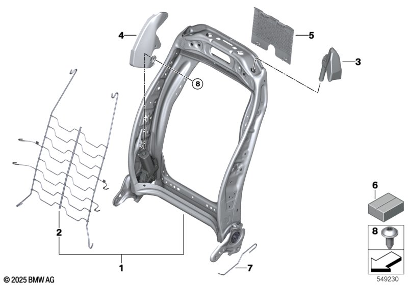 Seat, front, backrest frame