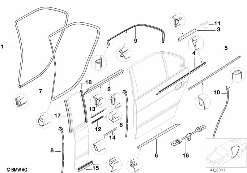 Genuine BMW 51228201471 E38 Waist Rail Trim Strip, Ext. Left Rear SCHWARZ (Inc. 728i, 740i & 730i) | ML Performance UK Car Parts