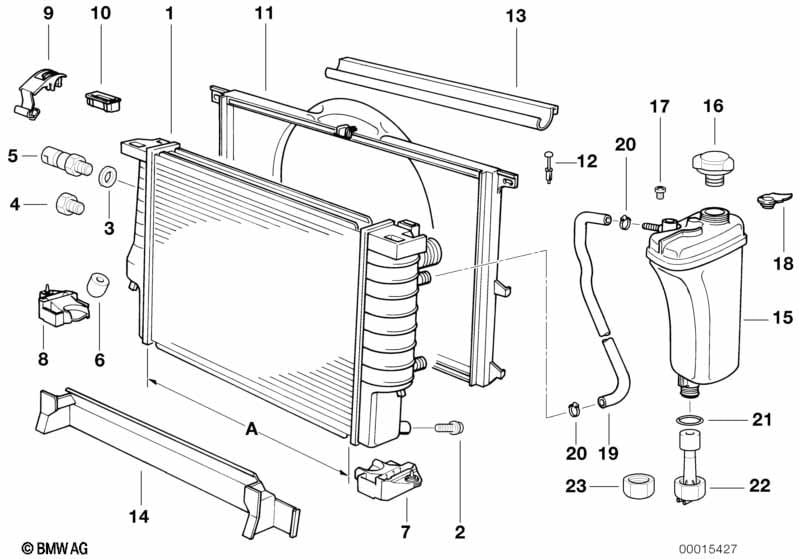 Radiator/expansion tank/frame