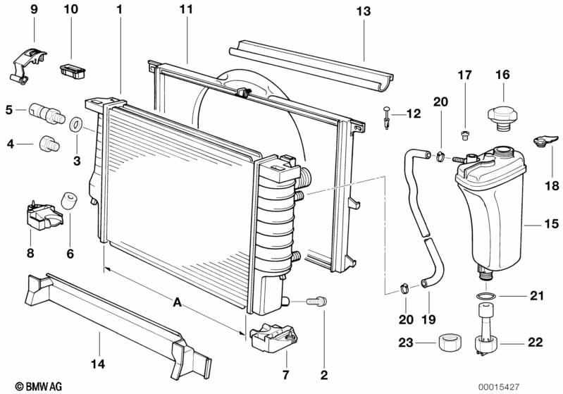 Radiator/expansion tank/frame