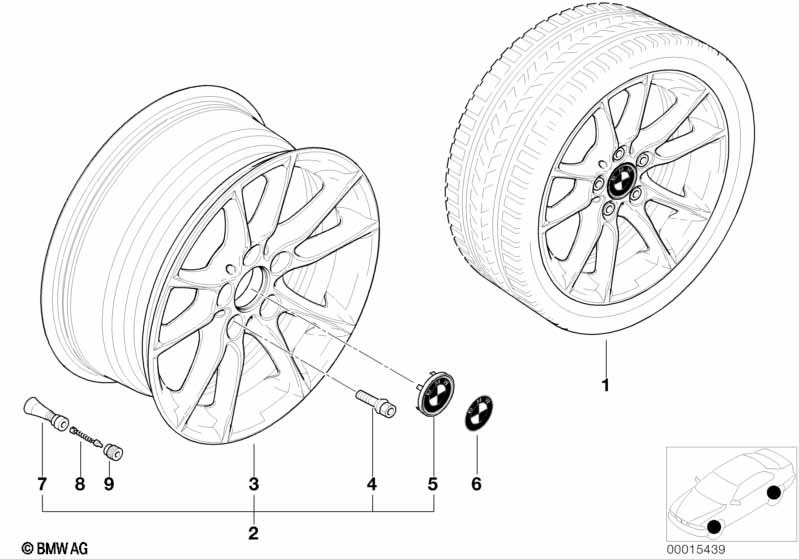 BMW light alloy wheel, radial spoke 50